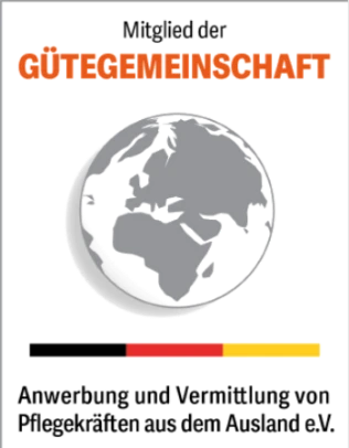 Logo der Gütegemeinschaft für Anwerbung und Vermittlung von Pflegekräften aus dem Ausland e.V.